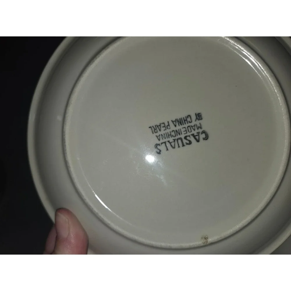 China Pearl Casuals Apple Salad Plates Set of 10 Cream Green Rim 7.5 Inch